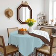 thumbnail image 3 of Blue Brown Morocco Table Cloth Waterproof Tablecloths, Geometric Stripes Aqua Stitching Tablecloth Dining Table Cover for Kitchen Party Tabletop Outdoor, Square Tablecloth 54x54 Inch, 3 of 9