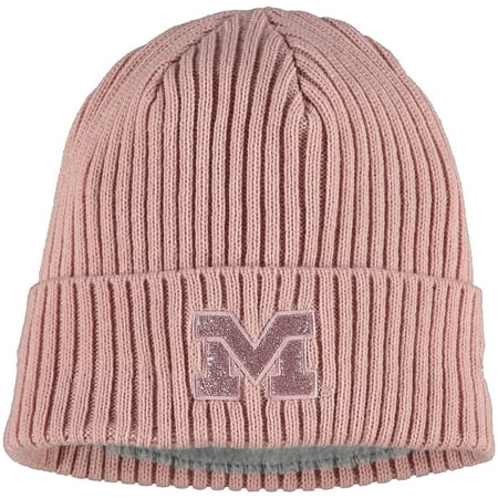 Michigan Wolverines New Era Women's Team Glisten Cuffed Knit Hat - Pink - OSFA