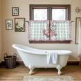 thumbnail image 4 of Easter Bunny Roses Tier Curtains 36 Inch Length, Pink Floral Spring Green Buffalo Plaid Cafe Short Curtains for Bathroom Over Sink, Small Kitchen Curtain Light Filtering Drapes 2 Panels 27.5"Wx36"L, 4 of 8