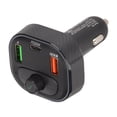 thumbnail image 2 of Cargador de coche multifunción estilo fibra de carbono, transmisor FM inalámbrico Bluetooth 5.1, carga rápida, llamadas manos libres con luz LED., 2 of 14
