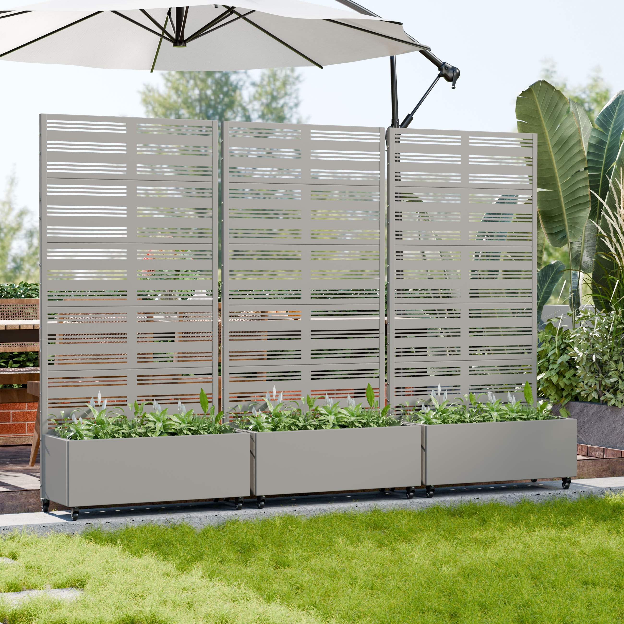 MAYEERTY 72*35in Outdoor Metal Planter Box, Durable Raised Garden Planter, Decorative Patio Planter Box for Balcony, Garden, Backyard