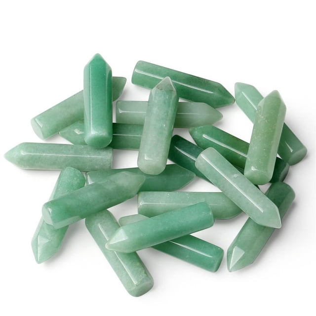 Nvzi 20 piezas de columnas hexagonales de una sola punta de piedra Dongling natural verde, accesorios colgantes de joyería hechos a mano, artesanías decorativas 32 * 8 mm