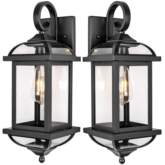 Lámparas de pared para exteriores Roravilila, 18 pulgadas, paquete de 2, color negro IP65