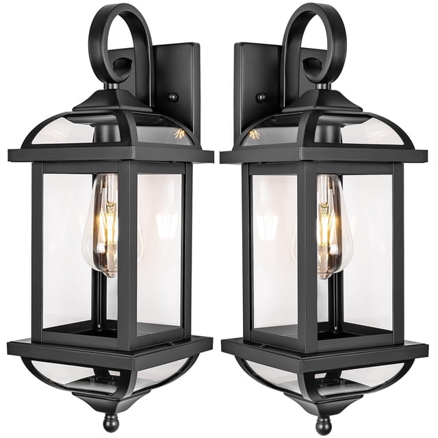 Lámparas de pared para exteriores Roravilila, 18 pulgadas, paquete de 2, color negro IP65