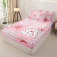 thumbnail image 2 of Erosebridal Cartoon Butterfly Pattern Zipper Twin Comforter Sets with Fitted Sheet and 2 Pillowcases,Patchwork Quilt Print Zipper Bedding Set,Pale Pink,Pink Reversible, 2 of 6