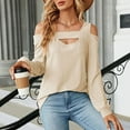 thumbnail image 4 of EDFBUYKRS Womens Fall Long Sleeve Tunic Tops Notch V Neck Shirt Casual Pleated Basic Pullover Xl, 4 of 9
