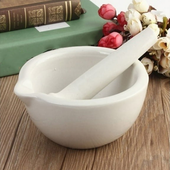 Kitchen Mortar and Pestle Set,Ceramic Grinding Spices Herbs Grinder Pesto Salt Crusher