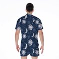 thumbnail image 2 of White And Blue Celestial Pattern Short Sleeve Men'S Rompers, Lunar Heaven Cosmic Galaxy Casual Summer Jumpsuits Outfit, 2 of 4