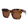 thumbnail image 2 of Anti-glare Polarized Chunky Thick Horn Rim Boyfriend Style Large Sunglasses Tortoise Brown, 2 of 4