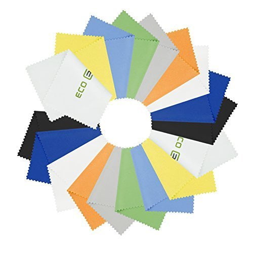 Eco-Fused Microfiber Cleaning Cloths - 18 Pack - for Cleaning Glasses, Eyeglasses, Camera Lens, iPad, Tablets, Phones, iPhone, Android Phones, Laptops, LCD Screens, Silverware and Delicate Surfaces