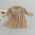 thumbnail image 2 of Toddler Kids Baby Girls Autumn Clothes Casual Ruffle Long Sleeve Dress Solid Color Loose Midi Dresses Outfits, 2 of 6
