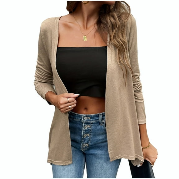 Mgmyaa Women's Lightweight Cardigan Long Sleeve Casual Loose Open Front Cardigan Soft Outwear