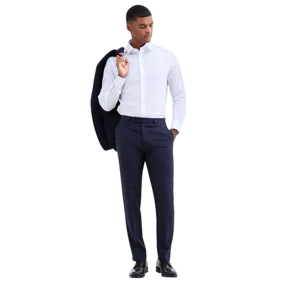 Calvin Klein Mens Slim fit Dress Pants 36 / 32 Navy Blue Plaid Stretch