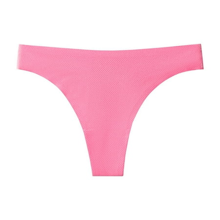 

BIZIZA Women Thongs Solid Seamless Panties T Back Sexy Low Rise Pink S