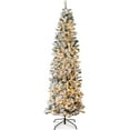 thumbnail image 5 of Sybels 7.5ft Slim Snow Flocked Pencil Tree with Warm White Lights | Pre-Lit Artificial Tree with Snowy Branch Tips for Holiday Decor, 5 of 6