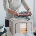 thumbnail image 5 of TerraHaven Thickened Fabric Storage Box, 24L Capacity Organizer with Double Window & Waterproof Design - Sturdy Leather Handles, Foldable & Easy to Clean - for Closet, Bedroom, Dorm & Office Storage, 5 of 7