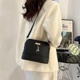 thumbnail image 3 of Qarigey Bolso de hombro de cuero para mujer, cartera de Color sólido, bolsas de almacenamiento para interiores y exteriores, bolsos de compras, festival Bolsas de mensajero y de hombro negro, 3 of 7