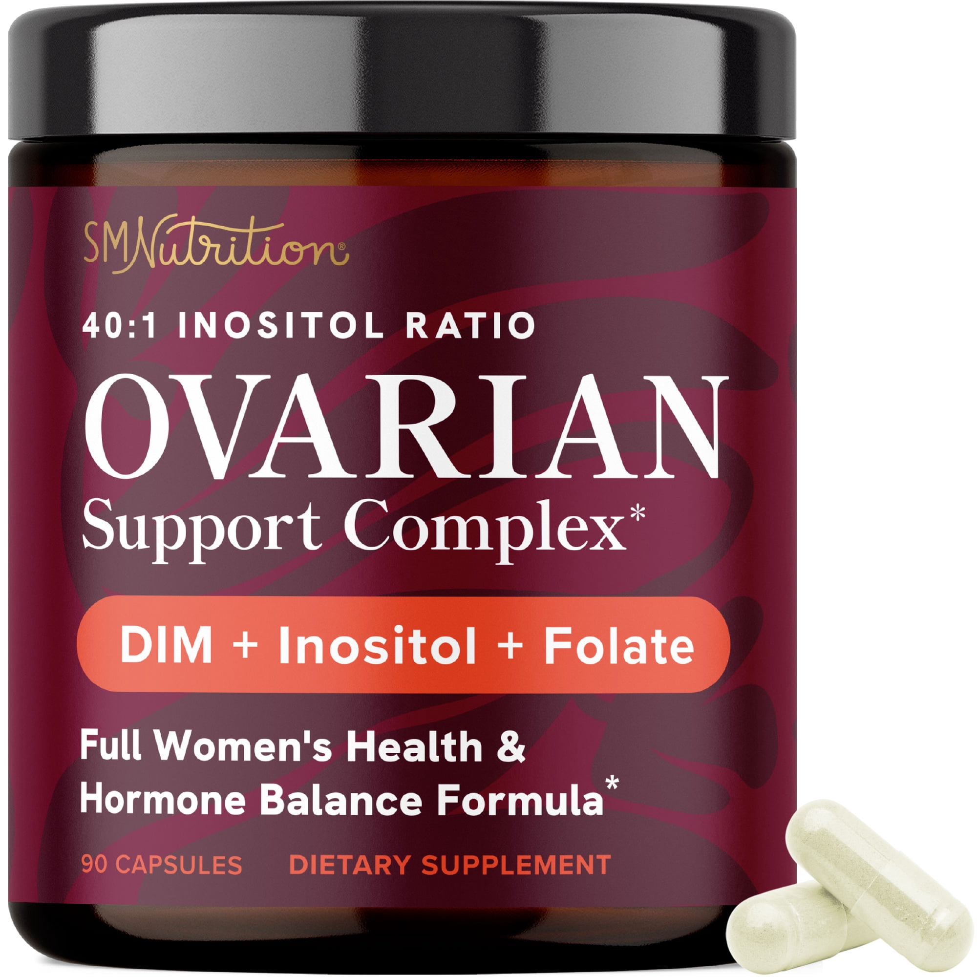 Ovarian Support for Hormone Balance for Women | Healthy Ovulation, Menstrual Cycle & Reproductive Health Support | DIM Supplement with Myo-Inositol & D-Chiro Inositol & Folate Complex | 30 Day Supply