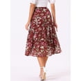 thumbnail image 4 of DARING DIVA Women's Chiffon Tiered A-Line Maxi Skirt S Burgundy, 4 of 6