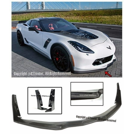 - Z06's Z07 Performance Package Stage 3 Style Carbon Fiber Front Bumper Lower Lip Kit Splitter Spoiler Wing With Carbon Flash Metallic Side Extension Winglets For 14-Up Chevrolet Corvette C7