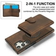 thumbnail image 2 of 2 in 1 Detachable Magnetic Phone Cases Compatible with Samsung Galaxy S25 Ultra, with Credit Card Holder, Classic Durable Premium PU Leather Kickstand Rugged Flip Cover for Women Men, Brown, 2 of 6