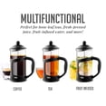 thumbnail image 3 of Ovente Cafetera de prensa francesa, té y espresso, vidrio de borosilicato resistente al calor con sistema de 4 filtros de acero inoxidable, jarra portátil sin BPA, perfecta para cerveza fría y calient, 3 of 5