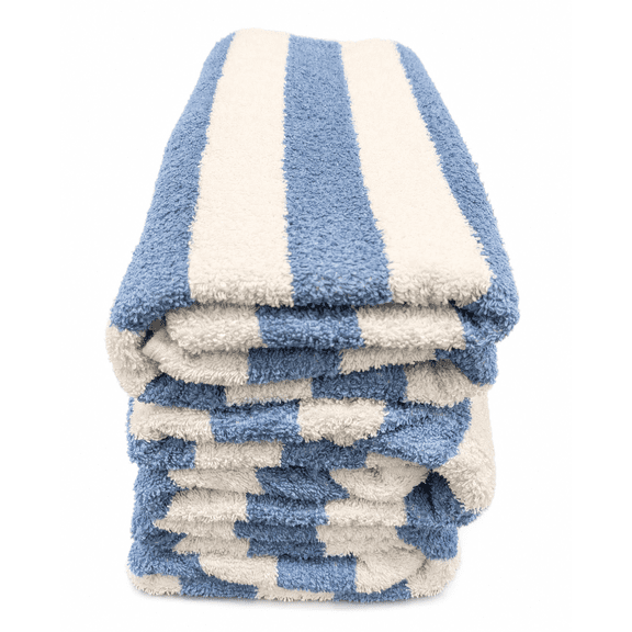 Cabana Beach Pool Spa Towels Striped Blue/White 100% Cotton 30" x 60"
