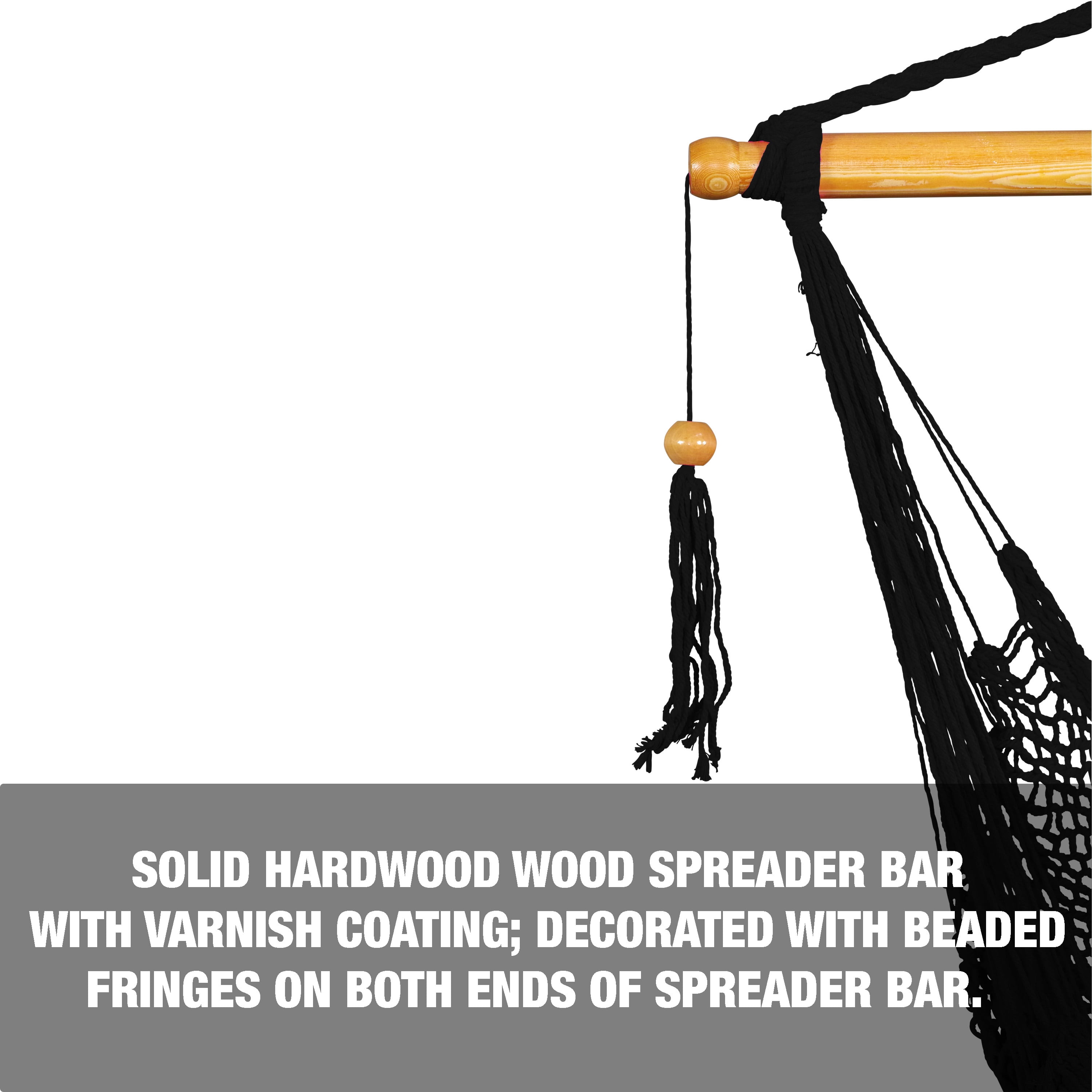 Bliss Hammocks Island Rope Hammock Chair with Spreader Bar - Black, 60" L x 40" W