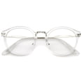 thumbnail image 2 of zeroUV Unisex Ornate Engraved Metal Nose Bridge Temple Clear Lens Round Glasses 47mm (Shiny Clear-Silver / Clear) - 47mm, 2 of 5
