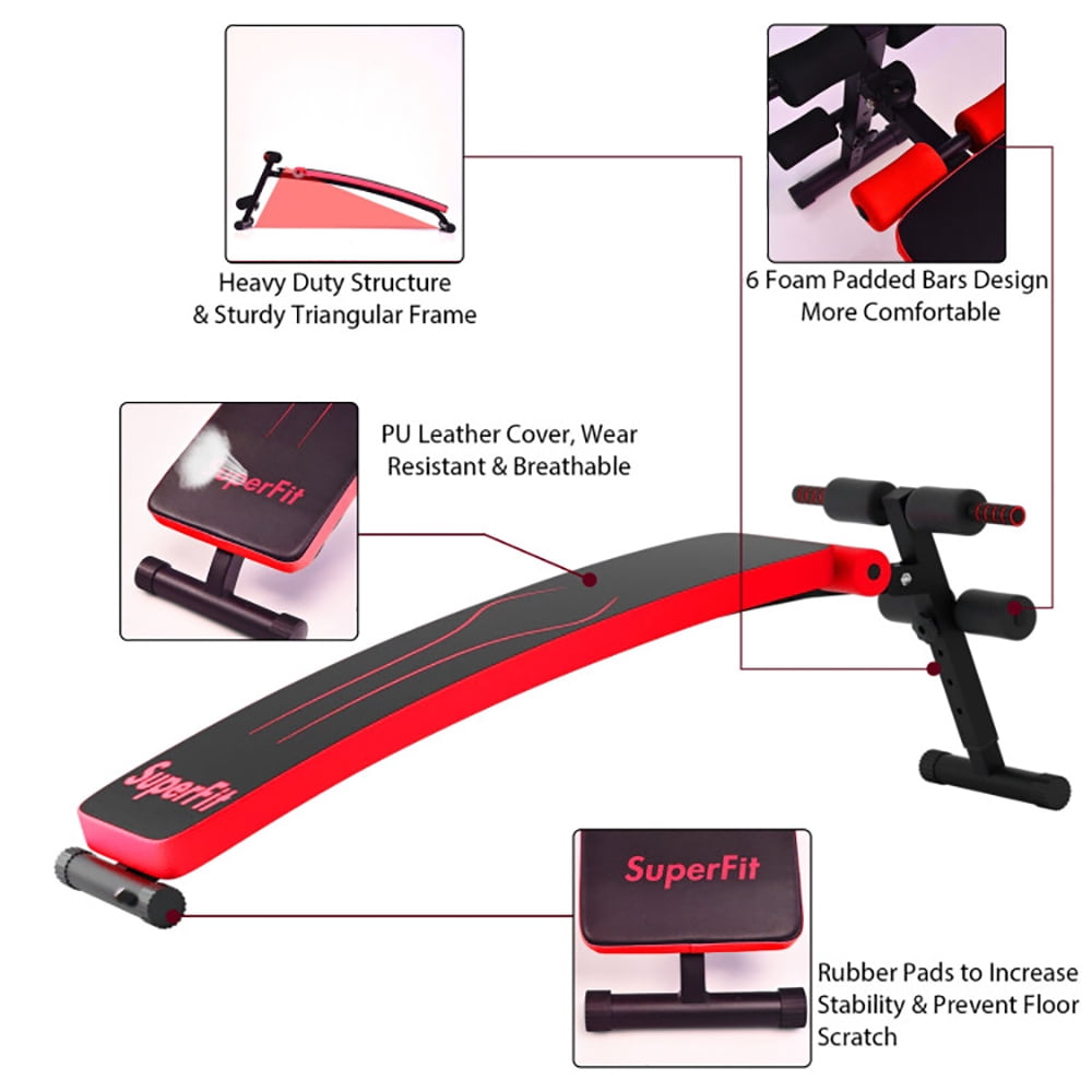 Kadyn Adjustable Ab Sit Up Bench, Exercise Bench, Workout Bench,Folding Weight Bench Adjustable Sit-up Board Workout Slant Bench-Red