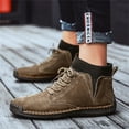 thumbnail image 4 of Xfvqtps Mens Ankle Boots British Lace Up Comfortable Motorcycle Skin Casual Suede Sports Shoes Retro Combat Shoes Breathable Locomotive Tooling Shoe Khaki, 4 of 8