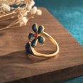 thumbnail image 3 of K-KED Red Jade Flower Rings Adjustable Ring Women 925 Silver Delicate Jewelry Gemstone Natural, 3 of 3