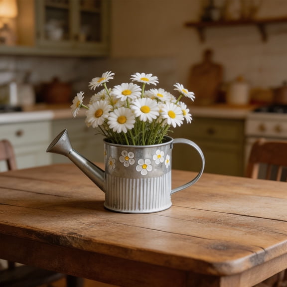 Iron Watering Can Planter, Decorative Flower Pots, Vintage Embossed Metal Planters for Indoor Outdoor Garden Kitchen Patio, Rust Resistant Durable Design