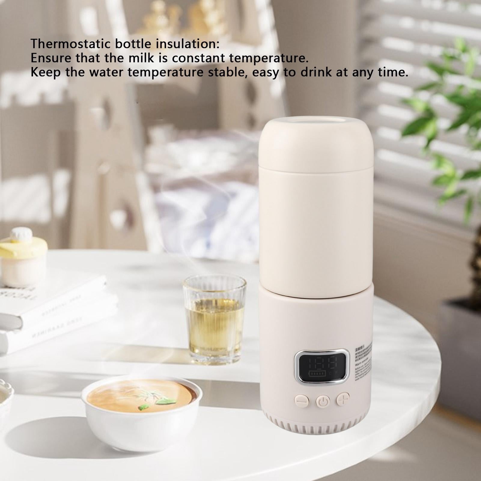 Yajisi Portable Electric Travel Kettle 400ml / 13.5 oz Cordless Heating Water Bottle with 10000mAh Battery Constant Temperature Control for Baby Milk Preparation and Outdoor Travel