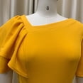 thumbnail image 3 of AURA Plus Size Ruffle Sleeve Pleated Midi Dress Elegant High Waist Swing Skirt Solid Color, 3 of 8