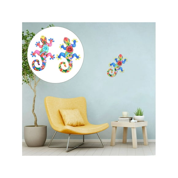 2Pcs Gecko Metal Wall Art Realistic Adornment Lizard Ornament