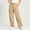 Khaki, variant on Women's Utility Cargo Pants, Elastic Drawstring Waist, Multi-Pocket Casual Trousers for Daily & Outdoor Khaki XXXL