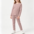 thumbnail image 3 of Cethrio Girls Cotton Pajama Sets, 2 Piece Crew Neck Casual Long Sleeve Girls' Sleepwear Coffee Size 11-12 T, 3 of 4