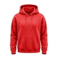 thumbnail image 6 of Fleece Hoodie Men Basic Plain Pullover Cotton Blend Oversized Red S, 6 of 7