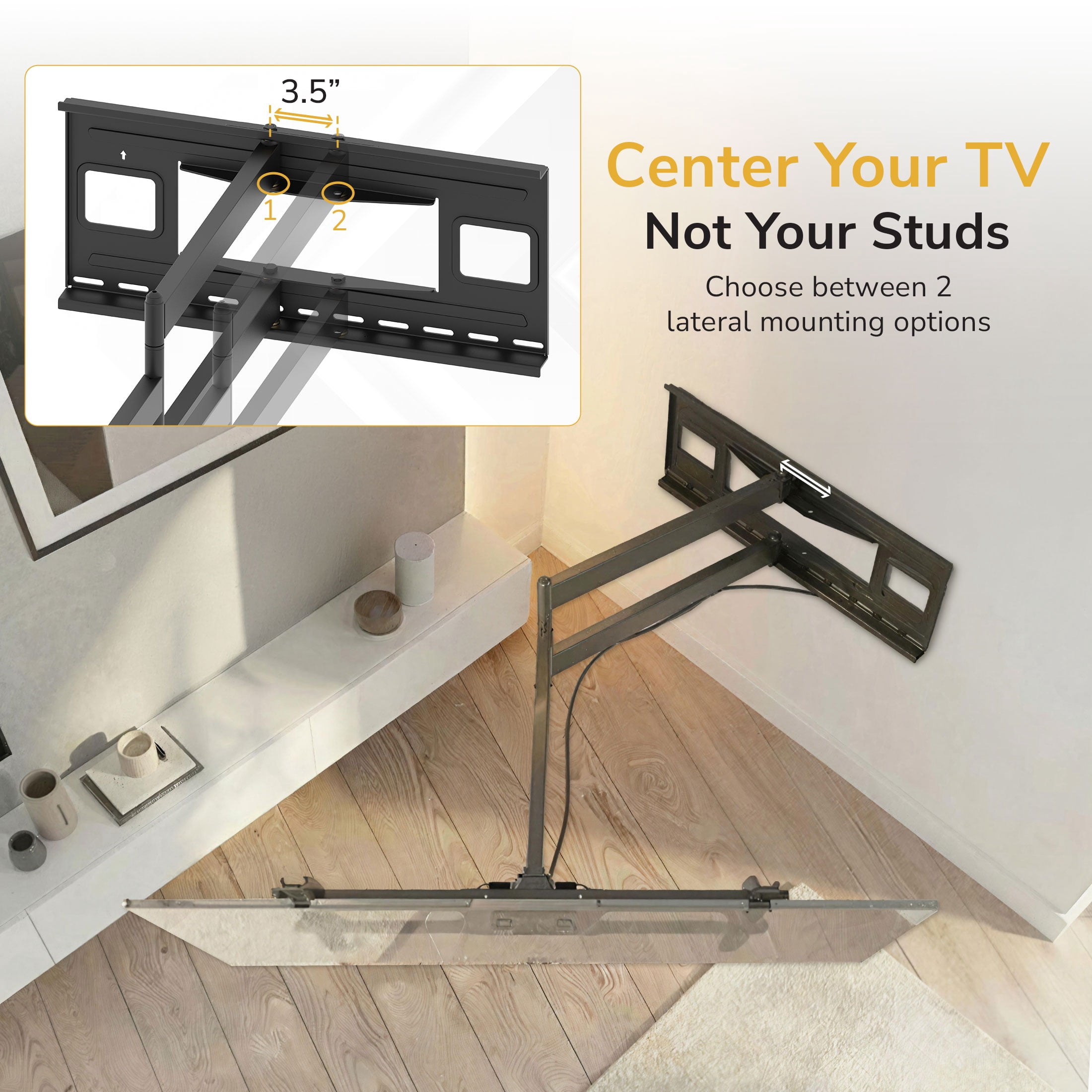 Mount-It! Full-Motion TV Wall Mount with 40" Extension for 32" to 90" TVs Capacity 110 lbs., Heavy Duty, Lifetime Warranty