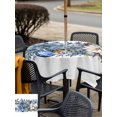 thumbnail image 4 of Outdoor Tablecloth with Umbrella Hole and Zipper, Blue Christmas Poinsettia Square Table Cloth 54x54 Inch Waterproof Tablecloth, Xmas Botanical Balls Snowflake Picnic Table Cover for Patio Camping, 4 of 7