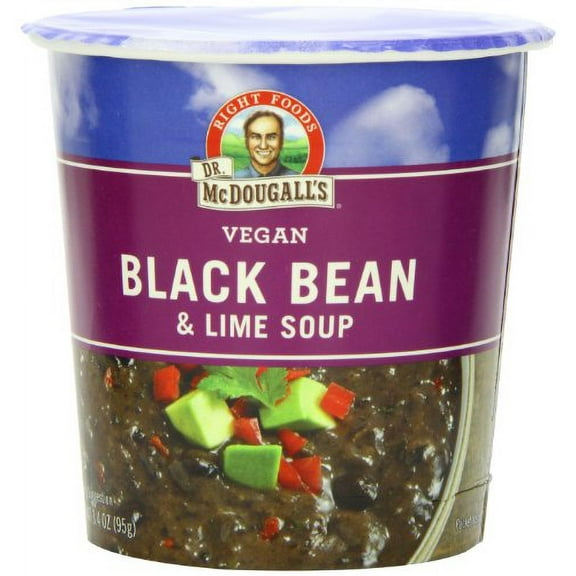 Dr. McDougall's Right Foods Vegan Black Bean & Lime Soup, 3.4-Ounce Cups (Pack of 6)