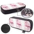 thumbnail image 4 of Picia Flamingo Pattern Large Capacity PU Leather Pencil Case Organizer Pen Marker Holder Double Zipper Storage Bag Big Pencil Pouch for College Office, 4 of 6