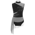 thumbnail image 3 of vastwit Shiny Figure Skating Bodysuit Kids Girls Ballet Gymnatics Leotard Skirted Lyrical Dancewear Black 10, 3 of 7