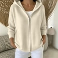 thumbnail image 2 of Womens Ribbed Knit Full Zip Up Hoodie Sweater Slouchy Jacket Long Sleeve with Pockets Casual Cozy Loungewear Fall Fashion 2026 Cardigan, Beige, XXXL, 2 of 6