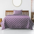 thumbnail image 6 of Lux Decor Twin-XL Bed Sheet Set 3 Piece, Soft Microfiber, Deep Pockets - Quatrefoil Pattern, 1 Fitted & 1 Flat Sheet, 1 Pillowcase, Purple, 6 of 8