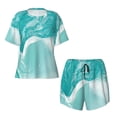 thumbnail image 4 of Lsque Teal Turquoise 1 Women's Short-Sleeved Pajama Set - 2 Piece Soft and Lightweight Sleepwear Set-3X-Large, 4 of 9
