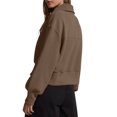 thumbnail image 5 of XFLWAM Women's Casual Half Zip Sweatshirts Long Sleeve Solid Color Cropped Pullover Jackets Fall Solid Color Coats Brown S, 5 of 8