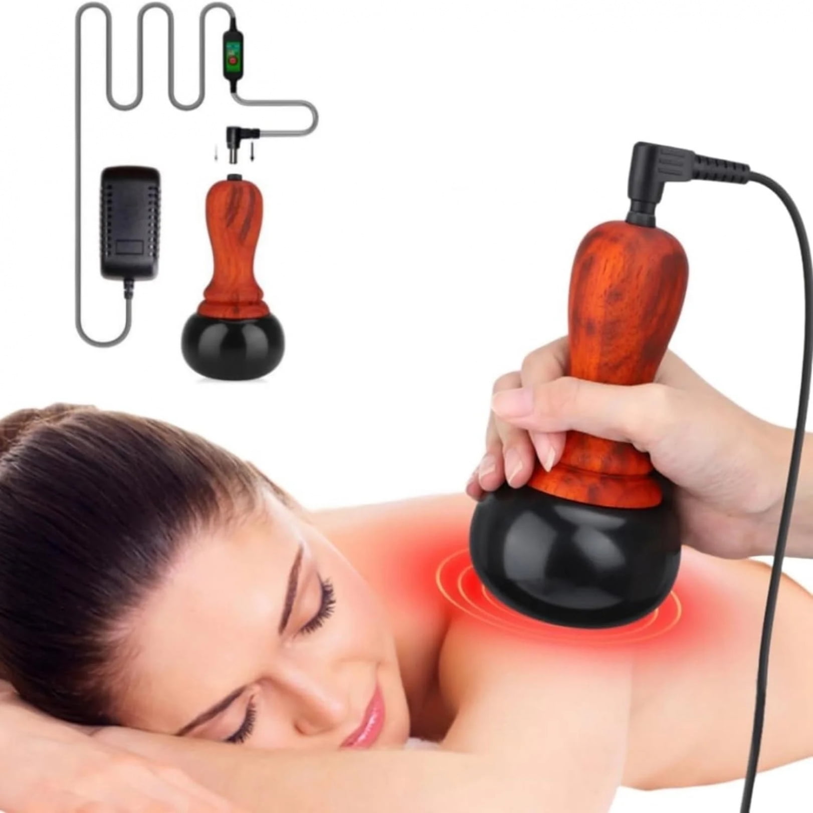 CNV Electric Bian Stone Gua Sha Massager, Adjustable Temperature Hot Bian Stone Therapy Tool, Heating Scraping Massager for Muscle Pain Relief & At-Home Spa Relaxation ﻿