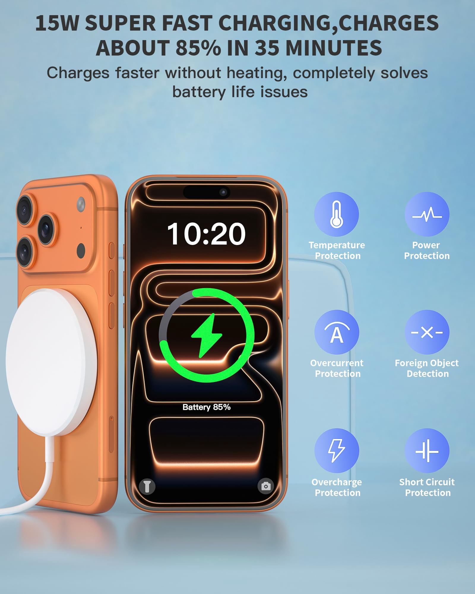 LujingZ 2 - Pack Wireless Magnetic Fast Apple Mag - Safe Charger - Flat Charging Pad for iPhone 17Pro Max/16 Pro Max/16Pro/16/15Pro Max/15 Plus/14/13/12 & AirPods 3/2/Pro/Pro 2